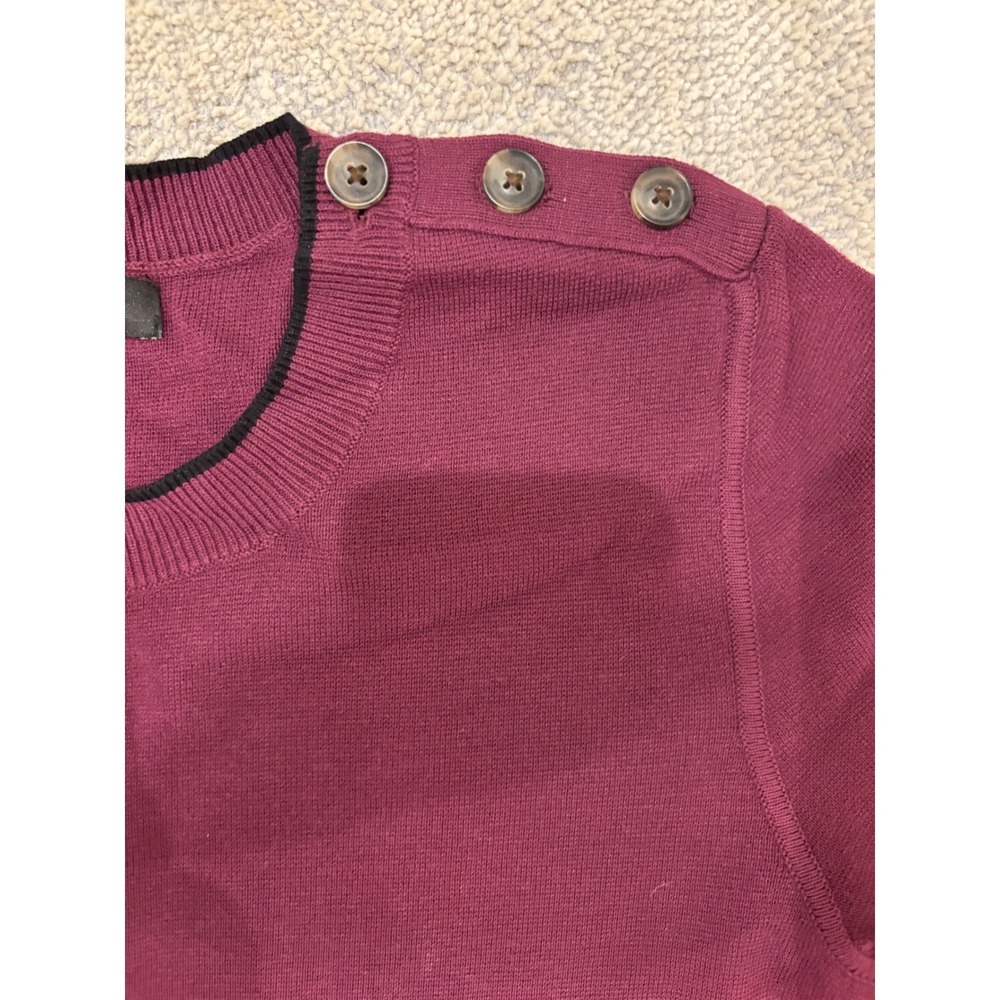 Banana Republic Petite S Burgundy Ribbed Fit & Flare Sweater Dress Button Detail - Picture 5 of 8
